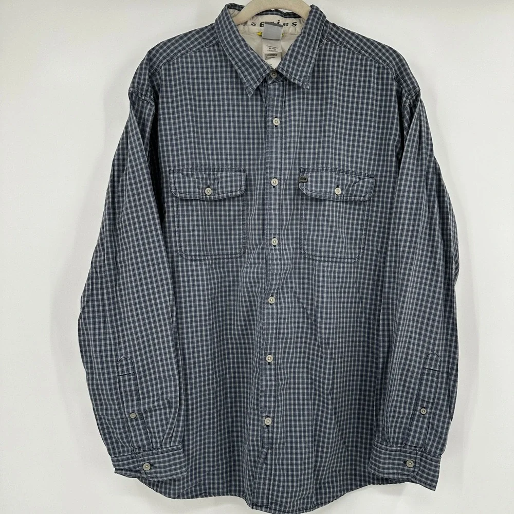 The North‎ Face A5 Series Mens XL Blue Grey Plaid Long Sleeve Button Down Shirt
